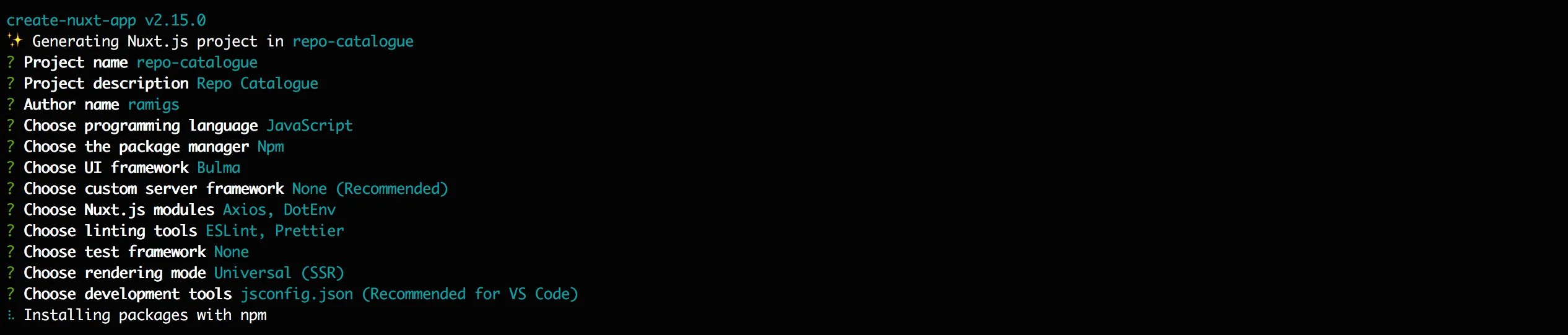 Create Nuxt app