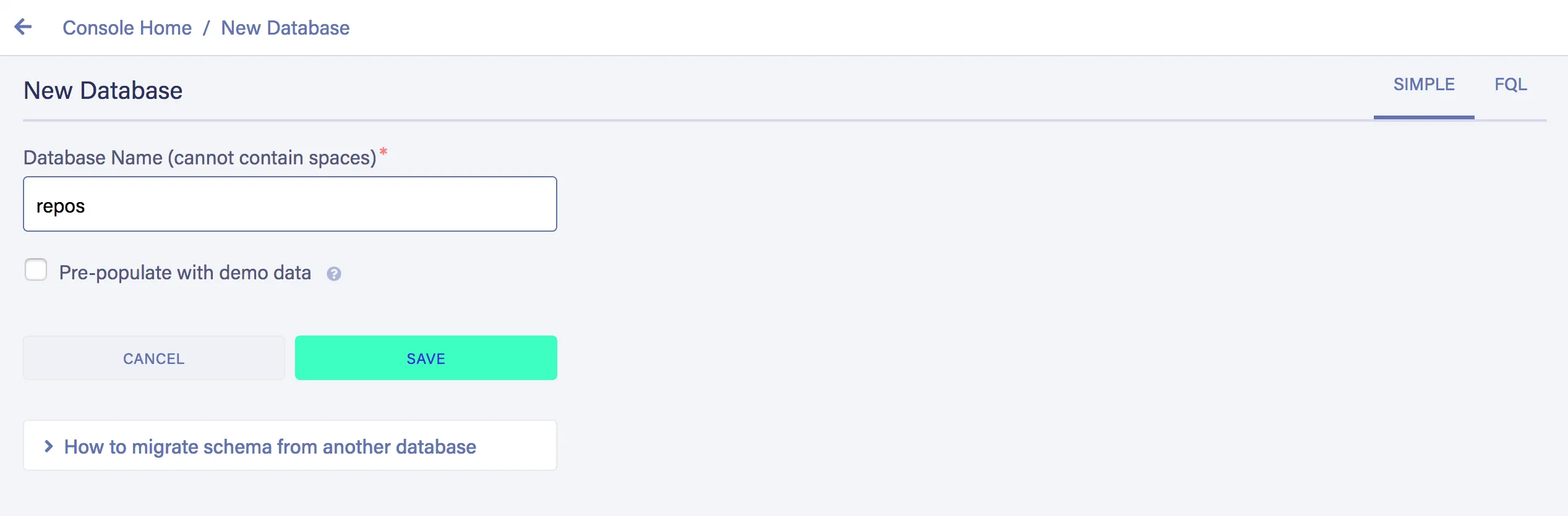 Create a new FaunaDB database