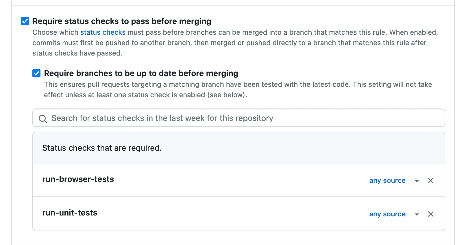 Require status checks