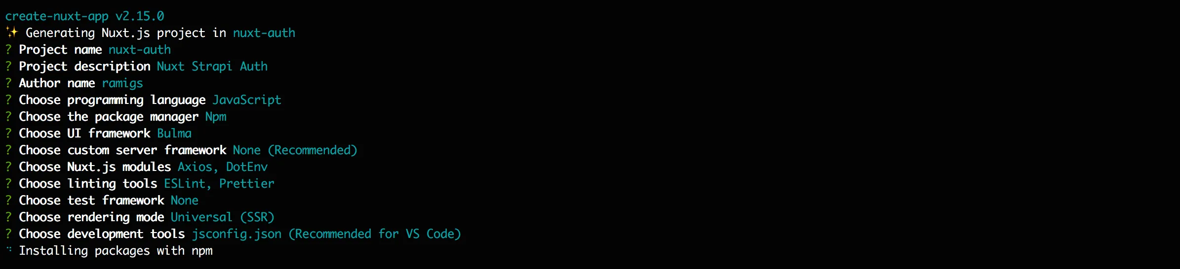Create a Nuxt app