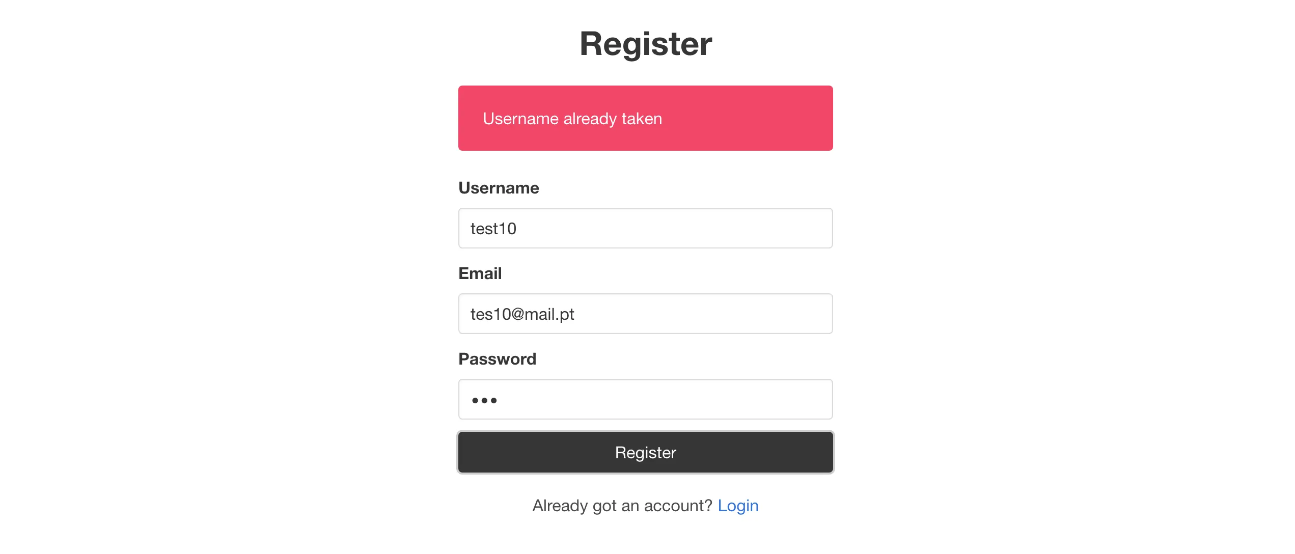 Strapi Register Error